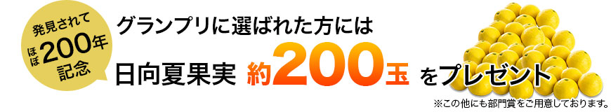 ［発見されてほぼ200年記念］グランプリに選ばれた方には日向夏果実約200玉をプレゼント　※この他にも部門賞をご用意しております。